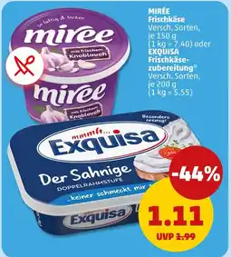 PENNY Mirée oder exquisa frischkäse oder frischkäsezubereitung Angebot