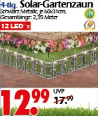 Wreesmann 4-tlg. Solar-Gartenzaun Angebot