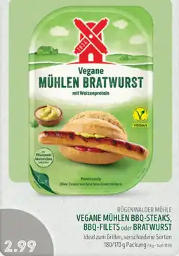 Edeka Struve RÜGENWALDER MÜHLE VEGANE MÜHLEN BBQ-STEAKS, BBQ-FILETS oder BRATWURST Angebot
