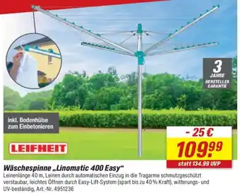 toom Baumarkt LEIFHEIT Wäschespinne ,,Linomatic 400 Easy" Angebot
