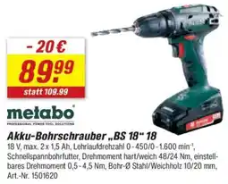 toom Baumarkt metabo Akku-Bohrschrauber ,,BS 18" 18 Angebot