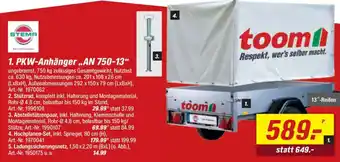 toom Baumarkt STEMA PKW-Anhänger „AN 750-13" Angebot