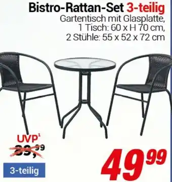 CENTERSHOP Bistro-Rattan-Set 3-teilig Angebot