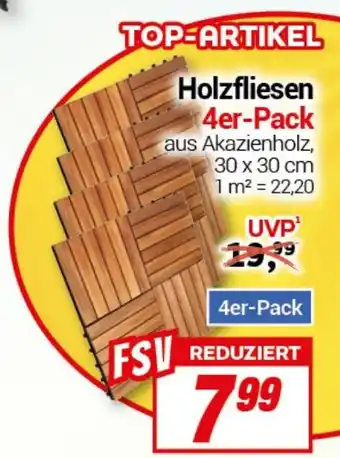 CENTERSHOP Holzfliesen 4er-Pack Angebot