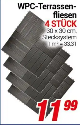 CENTERSHOP WPC-Terrassen- fliesen 4 STÜCK Angebot