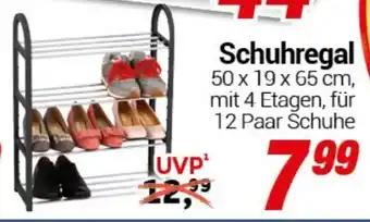 CENTERSHOP Schuhregal 50 x 19 x 65 cm, mit 4 Etagen, für 12 Paar Schuhe Angebot