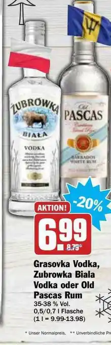 Hit Grasovka Vodka, Zubrowka Biala Vodka Oder Old Pascas Rum Angebot