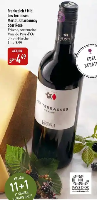 Galeria Markthalle Frankreich / Midi Les Terrasses Merlot, Chardonnay oder Rosé Angebot
