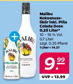 NETTO Malibu Kokosnusslikör inkl. Piña Colada Dose 0,25 Liter Angebot