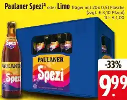 Edeka Paulaner Spezi oder Limo Angebot