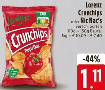 Edeka Lorenz Crunchips oder Nic Nac's Angebot