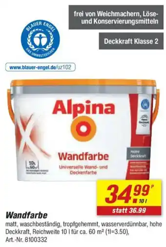 toom Baumarkt Alpina Wandfarbe Angebot