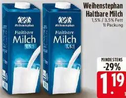 E-Center Weihenstephan Haltbare Milch Angebot