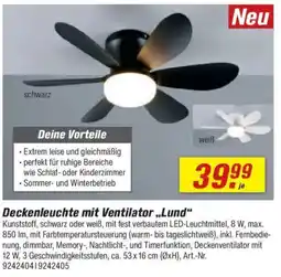 toom Baumarkt Deckenleuchte mit Ventilator „Lund" Angebot