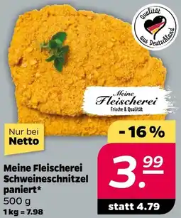 NETTO Meine Fleischerei Schweineschnitzel paniert Angebot