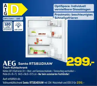 Euronics Aeg santo rts811dxaw tisch-kühlschrank Angebot