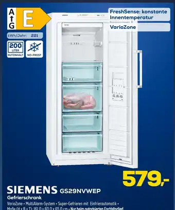 Euronics Siemens gs29nvwep gefrierschrank Angebot