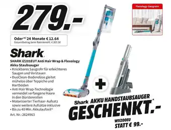 MediaMarkt Shark iz201eut anti-hair wrap & flexology akku staubsauger Angebot