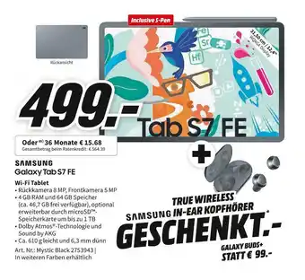 MediaMarkt Samsung galaxy tab s7 fe wi-fi tablet Angebot