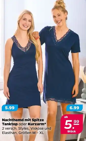 NETTO Nachthemd mit Spitze Tanktop oder Kurzarm Angebot