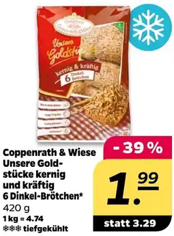 NETTO Coppenrath & Wiese Unsere Goldstücke kernig und kräftig 6 Dinkel-Brötchen Angebot
