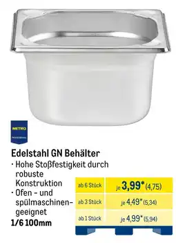 METRO METRO PROFESSIONAL Edelstahl GN Behälter Angebot
