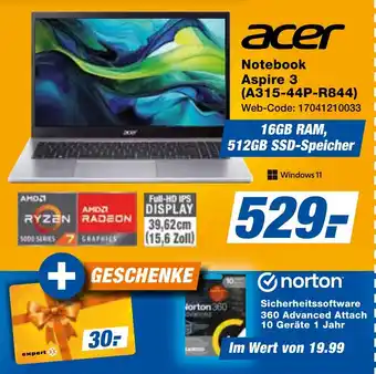 expert Techno Land acer Notebook Aspire 3 (A315-44P-R844) Angebot