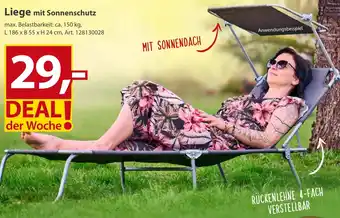 Sonderpreis Baumarkt Liege mit Sonnenschutz Angebot