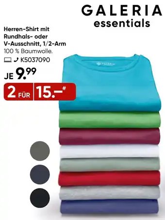Galeria GALERIA essentials Herren-Shirt mit Rundhals- oder V-Ausschnitt, 1/2-Arm Angebot