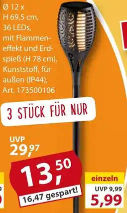 Sonderpreis Baumarkt LED-Solarlampe „Flamme" Angebot