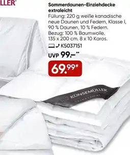 Galeria KÜNSEMÜLLER Sommerdaunen-Einziehdecke extraleicht Angebot