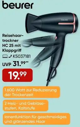 Galeria beurer Reisehaartrockner HC 25 mit Klappgriff Angebot