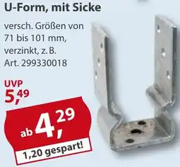 Sonderpreis Baumarkt Pfostenträger U-Form, mit Sicke Angebot