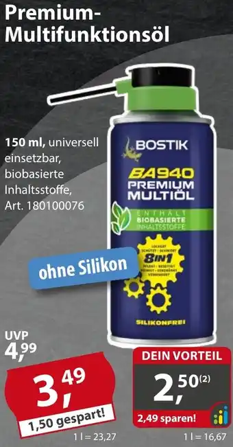 Sonderpreis Baumarkt BOSTIK Premium Multifunktionsöl Angebot