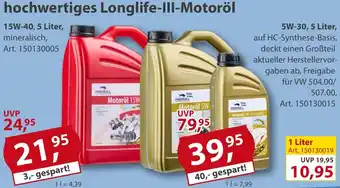 Sonderpreis Baumarkt hochwertiges Longlife-III-Motoröl Angebot