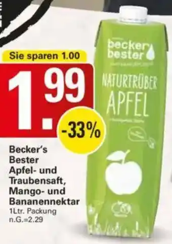 WEZ Becker's Bester Apfel- und Traubensaft, Mango- und Bananennektar Angebot