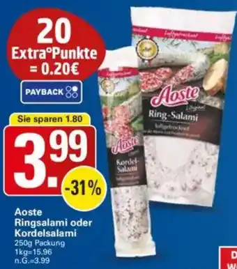 WEZ Aoste Ringsalami oder Kordelsalami Angebot