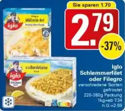 WEZ Iglo Schlemmerfilet oder Filegro Angebot