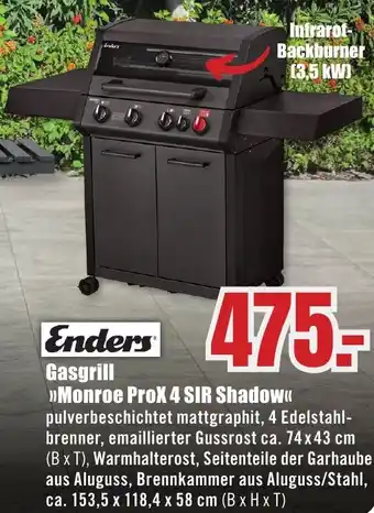 B1 Discount Baumarkt Enders Gasgrill Monroe ProX 4 SIR Shadow Angebot