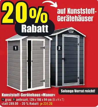 B1 Discount Baumarkt Kunststoff-Gerätehaus Manor Angebot