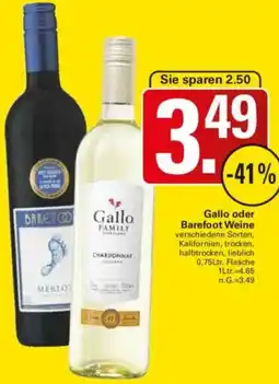 WEZ Gallo oder Barefoot Weine Angebot