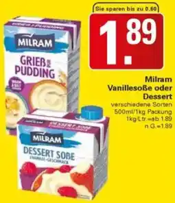 WEZ Milram Vanillesoße oder Dessert Angebot