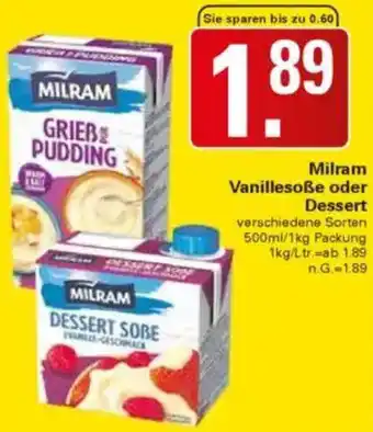 WEZ Milram Vanillesoße oder Dessert Angebot