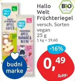 Budni Hallo Welt Früchteriegel Angebot
