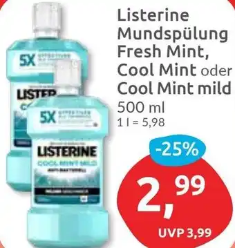 Budni Listerine Mundspülung Fresh Mint, Cool Mint oder Cool Mint mild Angebot