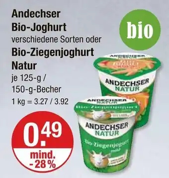 V Markt Andechser bio-joghurt verschiedene sorten Angebot