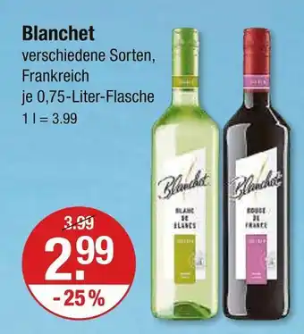 V Markt Blanchet blanc de blancs oder rouge de france Angebot