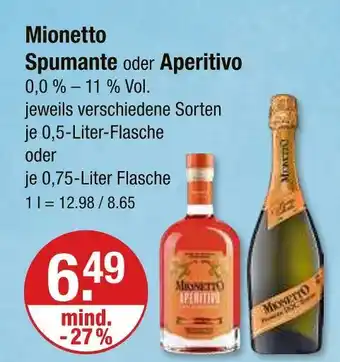 V Markt Mionetto spumante oder aperitivo Angebot