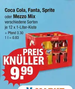 V Markt Coca cola coca cola, fanta, sprite oder mezzo mix Angebot