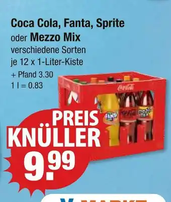 V Markt Coca cola coca cola, fanta, sprite oder mezzo mix Angebot